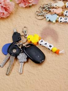 LICVIC Porte-clés personnalisé, pendentif animal de bande dessinée personnalisé, porte-clés en silicone canard personnalisé, porte-clés personnalisable avec lettres perlées, convient pour la Saint-Valentin, la Fête des Mères, la Fête des Enfants, les anniversaires, convient pour les clés DIY, les sacs d'école, les sacs à main, les décorations, convient pour elle/lui, la meilleure amie, le copain, le couple, le mari, la femme, le père, la mère, le collègue, la famille