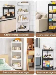 1pc Bathroom 3-Tier Storage Rack, Free Standing Movable Triangular Shelf For Toiletr