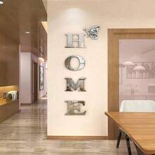 1 Set Of 5pcs 3D Mirror Wall Stickers With Slogan Home Decor Wall Decals, Butterfly Stickers, "HOME" Letters, Self-Adhesive Acrylic Mirror Stickers For Wall/Corridor/Bedroom/Entrance/Doorway Decor, Home Party Decorations