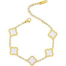 Lucky Clover Bracelet For Women Men Girls Boys 18K Gold  Link Bracelets Adjustable Plated Jewelry Wedding Christmas Birthday Best Gifts - 白色 - 查看 1