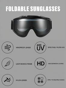 One Pair Of The New Style Large-Frame Multi-Functional Windproof Goggles Is Specially Designed For Outdoor Activities Such As Skiing, Cycling And Mountain Climbing, Suitable For Male Users. This Product Combines The Functional Characteristics Of Ski Goggles And Cycling Glasses, And Can Meet The Usage Demands In Various Scenarios. For Summer Beach Vacation,Outdoor,Travel Autumn Accessories - Dark Grey - View 7