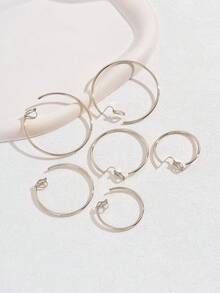 3 对女士简约金属圈耳夹，适合约会、度假、派对、新年、情人节礼物的多功能配饰