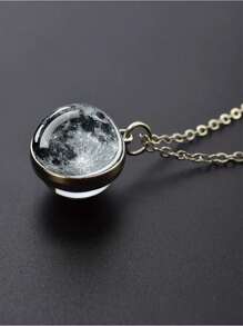 1pc Solar Universe Galaxy Pendant Necklace, Glass Ball Pendant Necklace, Fashion Jewelry Accessories Men's Gift