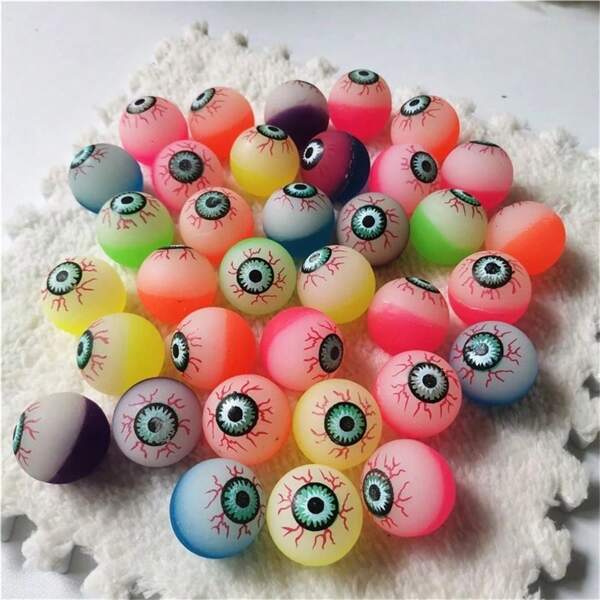 10 Piezas Juguetes de Bolas Saltarinas de Colores Aleatorios, Suministros para Fiesta de Halloween, Juguetes Divertidos, Bolas de Ojos Terroríficos, Bolas Saltarinas