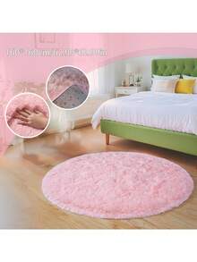 1pc Pink Round Shaggy Rug, Essential For Valentine's Day/Girls' Room, Minimalist Modern Home Decor, Dorm/Apartment Small & Medium Size, Exquisite Solid Plush Carpet, Soft & Fluffy Floor Decor, Usable In Bedroom, Living Room, Sofa, Suitable For Spring And All Seasons - Multicolor - View 16