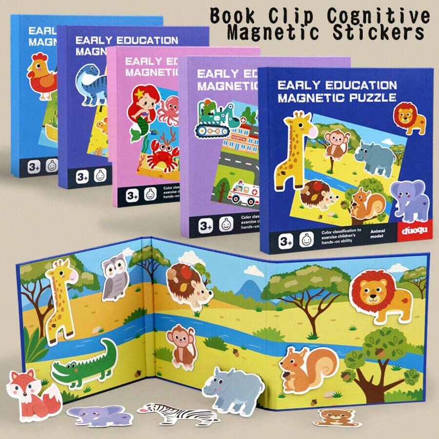 Libro de actividades Montessori, libro tranquilo, juguetes educativos tempranos para niños, juego de hacer coincidir, juguete Montessori para niños - Libro de rompecabezas magnético jm - Ver 1