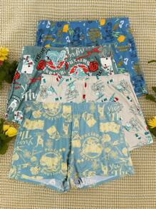 4pcs Men's Printed Boxer Briefs, Comfortable Breathable Sleepwear Loungewear Home Shorts, Fashion Casual Boxer Trunks