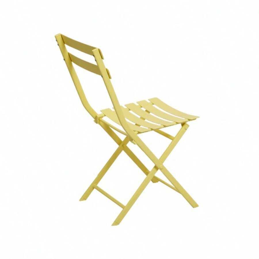 3 Piece Patio Bistro Set Of Foldable Square Table And Chairs, Yellow - 1 - View 1