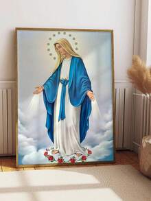 1 Pc Our Lady Immaculate Conception Of Mary Holy Mary Painting Catholic Posters Picture Room Decor Art Stretched And Frame Ready To Hang - Optional Framed,Suitable For Living Room Bedroom Office Wall Decoration Room Aesthetic Wall Arts Canvas, Creative Gift - Multicolor - View 7