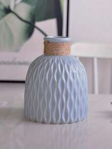 1个北欧风波浪形塑料花瓶，菠萝图案陶瓷花盆，新款中式客厅家居装饰，简约鲜花盆栽配麻绳装饰 - 彩色 - 查看 13