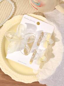 3er-Set glänzende gelbe Farbverlauf Plumeria Haarklammern, Strandstil Accessoires für Pony & Haarstyling, Frühlings-/Sommer-Haarklammer, Haarklemme, Haarspange