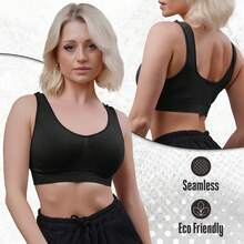 LoveMyFashions 1 Pc Nonpadded Sports Bra For Women Yoga Gym Running Seamless Workout Comfortable Everyday Push Up Bra Outerwear Crop Top Brassiere - Grey - View 4