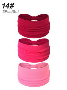 3 pezzi Fasce elastiche extra larghe a torsione di colore unito per donna, accessori per capelli alla moda e alla moda per l'autunno e l'inverno, adatti per vacanze, outfit eleganti, sciarpe, bandane e fasce per capelli morbide per donna, estivo, vacanza, viaggio - Multicolore - Visualizzare 20
