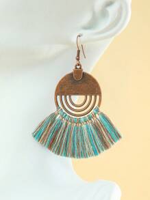 TopHanqi 3pcs/7pcs/12pcs/18pcs Random Bohemian Hollow Vintage Tassel Earrings Set, Multicolor Geometric Fan Shaped Dangle Earrings, Suitable For Daily Wear, Commuting, Party, Date, Gift, All Season