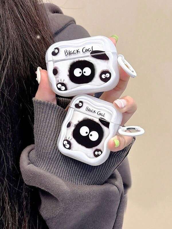 1pc Creative Charcoal Ball Cartoon Protective Case For AirPods 4/3/2, Full Cover Soft Shell For Apple Airpods