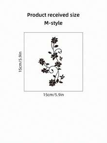 1张黑色藤蔓花卉可移除乙烯基墙贴。防水PVC花卉图案墙贴，适用于家居、客厅、卧室装饰。壁纸、墙贴、乙烯基贴纸，适用于家居装饰。春季装饰品，为您的家增添一抹清新。Lama装饰贴纸墙面装饰 - 黑色 - 查看 7