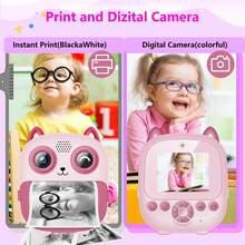 Cámara instantánea para niños con impresión instantánea al tomar fotos, lentes duales de alta definición, impresión instantánea, con rollo de papel integrado. Cámara digital de selfies para niños, regalo de Navidad y Halloween. Viene con tarjeta de memoria de 32GB y 5 rollos de papel fotográfico, todo en un set - ZSK-Multicolor - Ver 4