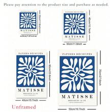 1/3 件蓝色画廊墙艺术、包豪斯海报（可选画框）、毕加索版画、马蒂斯版画、蓝色极简主义壁画、蓝色极简主义几何图案艺术壁画、无边界画廊装饰画 - 彩色 - 查看 2