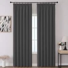 VEHEDE Bộ 2 rèm cửa cản sáng màu be cho hệ thống rèm cửa thanh ray, rèm cửa phòng ngủ ngắn mờ đục, băng keo xếp nếp mờ đục - Dunkelgrau - Xem 20