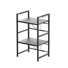 VickyHome 1-2Tier Adjustable Heavy Duty Shelving Microwave Rack Horizontal Extension Kitchen Shelf Tableware Storage Stand Organizer With 6 Hooks For Home Office Carbon Black - 60x26x75cm - 查看 10
