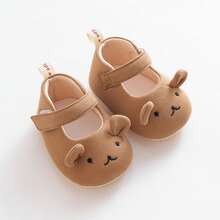 Baby Girl Dress Flats Soft Soles Cute Bear Embroidery Mary Jane Shoes Casual Walking Shoes For Newborn Toddler - màu nâu - Xem 3