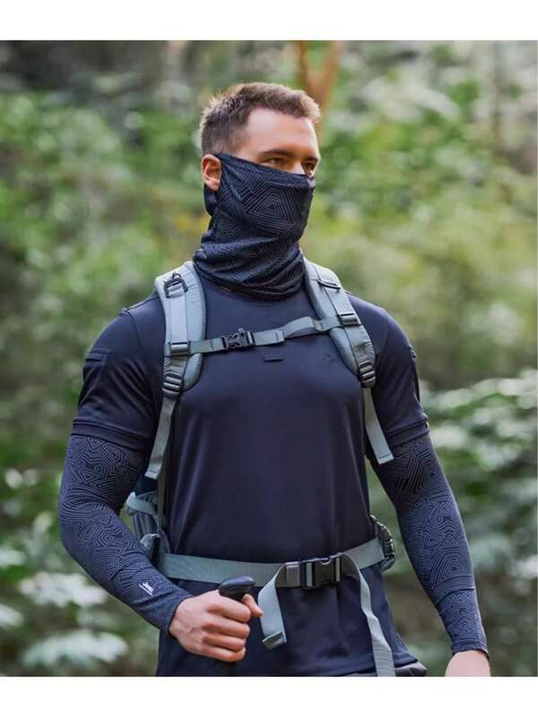 1 máscara de proteção solar facial completa masculina, adequada para ciclismo, pesca, cobertura de pescoço, máscara facial respirável de seda gelada para homens