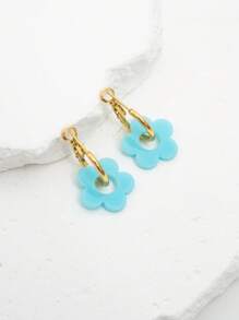 1 par de pendientes con colgante de trébol azul de acrílico, elegantes y lindos, aptos para mujeres, ideales para citas, fiestas y regalos