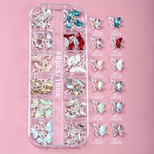 Set de 48 dijes de mariposa para uñas - Decoraciones de aleación con rhinestones brillantes para manicura y pedicura DIY - Multicolor - Ver 5