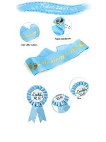 Blaue Baby Shower Schärpe, "Mommy To Be" Schärpe und "Daddy To Be" Abzeichen, Baby Shower Dekorationen für Jungen, Geschenk für Geschlechts-Enthüllungen, Baby Shower Gastgeschenke