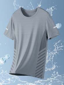 Men's Quick-Dry Breathable Mesh T-Shirt, Casual Versatile Lightweight Short Sleeve, Comfortable Sports Outdoor Top, Summer - Dark Grey - View 8