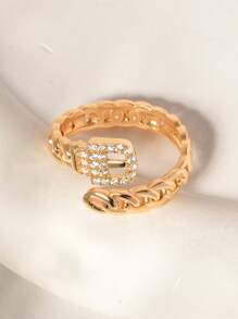 1pc Elegant Belt Design Women's Rings.18k Gold Plated Open Adjustable Ring,Unique Snake Ring With Sparkling Zirconia.Summer Fashion Accessory For Daily Wear,Party,Banquet,Vacation,Wedding.Valentine's Day Gift,Birthday Gift For Mom,Girlfriend,Best Friend.