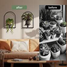 Picture Frame Wall Plant Holder Hanging Planters Rack For Indoor,Modern Metal Flower Pots Wall Mounted Plant Shelf Decor,Plant Stands For Indoor Fit 3-5.8 Inch Pot - 1 - View 5