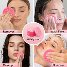 Rosa runde komprimierte Gesichtsreinigungsschwämme zum Reinigen und Abschminken, gründliche Reinigung und Peeling, parfümfrei und alkoholfrei, reisefreundliche Reinigung, geeignet für alle Hauttypen