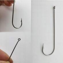 100pcs Long Shank Hook With Hole Barbed Hook Bass Hook - Silver - View 8