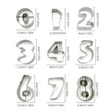 9pcs Numeric Cookie Cutter Set. 0-8 Number Shaped (Reversed 6 To 9) Stainless Steel Baking Cookie Cutters, Numeric Baking Tools - Silver - View 2