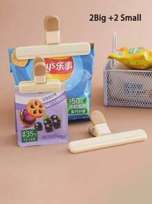 4 piezas (2 grandes + 2 pequeñas) Clips para sellar alimentos, clips selladores de bolsas de cocina con forma de T para patatas fritas, aperitivos, ingredientes, pinzas herméticas para bolsas de plástico, a prueba de fugas, a prueba de humedad