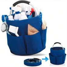 Multi-Taschen Wasserdichter Garten- und Reinigungsprodukt Aufbewahrungsbeutel mit Griff und 6 Fächern, faltbar, für Garten, Badezimmer, Innenbereich (Blau)