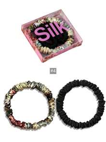 SUNCDELV SLIK 2pcs 100% Mulberry Silk Hair Scrunchies, High Quality Hair Ties (22mm), Women & Girls Hair Accessories, Pink Gift Box Ponytail Holder - Multicolor - View 38