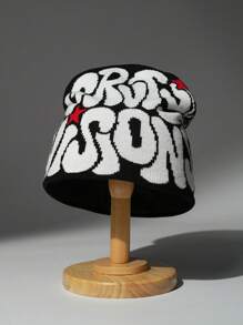 Warm Knitted Beanie Hat, Y2K Style, Acrylic Letter Design Unisex Cap For Men & Women, Autumn/Winter Casual Streetwear