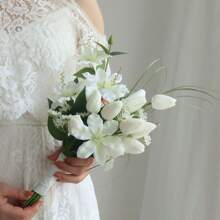 Artificial Tulips Flowers For Bride Wedding Photoshoot Photography Bouquet Decoration, Wedding Registration Holding Flowers Summer Birthday Gifts Beach Back To School School Supplies Room Decor