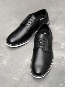 Men's Plain Toe Oxford Shoes Business Formal Derby Dress Sneakers Crossflex GentEdge - 黑色 - 查看 3
