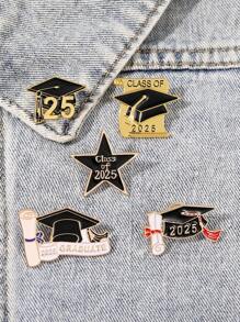 1/5pcs New 2025 Graduation Season Doctoral Cap Pin, Creative Graduation High Exam Full Marks Commemorative Badge, Graduation Decorations 2025, Graduation, Pins For Clothes
