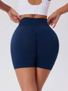 1pc Women's Solid Color Yoga Tight Shorts, Women Outdoor Sports Shorts