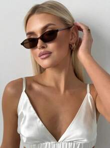 1 Stück klassische Vintage Hot Girl Stil populäres Design elegante ovale Plastik Kleine Rahmen Modebrille, für Frauen - tropischer Strandurlaub, Straßenfotografie, Musikfestival Dekoration geeignet für alle Gesichtsformen, Sommer Accessoires Preppy Stil für den Schulanfang
