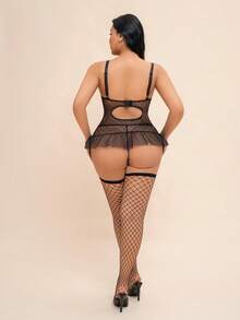 大码三件套浪漫复古内衣，透视、渔网、荷叶边、蝴蝶结设计