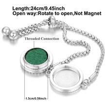 全新生命之树精油香薰手链，合金不锈钢材质，男士香氛吊坠手链，可调节腕带，香薰饰品 - 銀色 - 查看 5