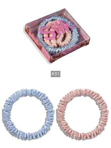SUNCDELV SLIK 2pcs 100% Mulberry Silk Hair Scrunchies, High Quality Hair Ties (22mm), Women & Girls Hair Accessories, Pink Gift Box Ponytail Holder - Multicolor - View 33