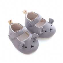 Baby Girl Dress Flats Soft Soles Cute Bear Embroidery Mary Jane Shoes Casual Walking Shoes For Newborn Toddler - Màu xanh lam - Xem 7