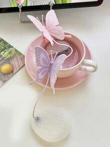 1 pièce infuseur à thé en silicone en forme de papillon avec chaîne amovible - passoire réutilisable transparente pour vrac/thé aux herbes (17 cm x 10 cm), élégante décoration de cuisine et cadeau pratique pour les amateurs de thé/usage au bureau/présentoir de café Rentrée scolaire