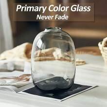 Amber Color/Light Gray/Transparent Glass Vase Round Clear Colored Flower Vase For Centerpiece Long Stem Branch Fresh Artificial Plant Bottle Modern Home Indoor Decoration - Multicolor - View 4